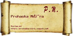 Prohaska Míra névjegykártya